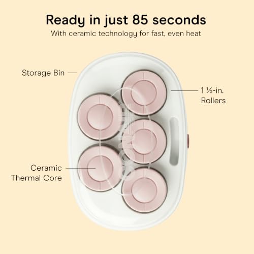 Conair Jumbo Hot Rollers 5-Piece Set | 1.5-inch Ceramic Hair Rollers