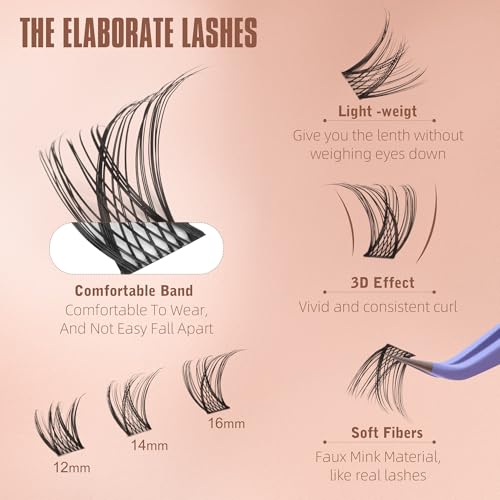 C Curl Wispy Lash Clusters 12-16MM by Geeneiya