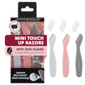 JAPONESQUE Mini Touch Up Razors - Travel Facial Hair Remover Kit for Women, 3 Pieces
