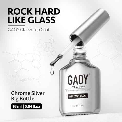 GAOY 4 Pcs 16ml No Wipe Gel Top Coat, Glassy Clear Top Coat, High Gloss Finish for UV Light Cure Gel Nail Polish