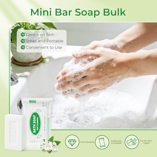 Mini Travel Size Bar Soap Bulk - Pack of 100,Individually Wrapped 0.88 oz/25 grams Small Hotel Guest Soap Bars for Vacation Rentals,Church,Homeless,Charity,Bathroom