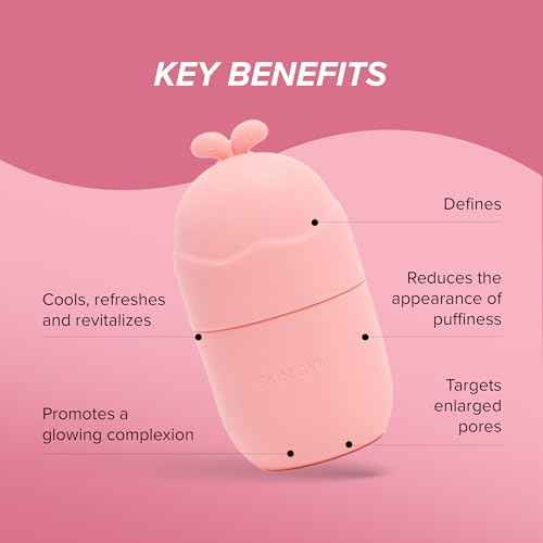 Skin Gym Ice Roller for Face, Depuffing & Cooling Tool, Minimizes Pores & Soothes Skin, Cold Therapy for Glowing Complexion