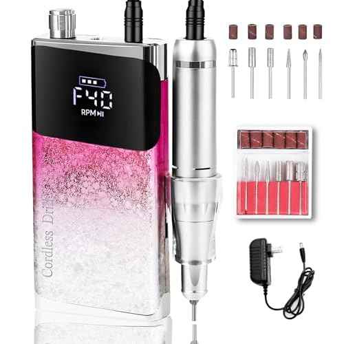 Professional Nail Drill ,OBEEGOO Electric Nail Drill 40000RPM Portable Electric E File Portable Acrylic Nail File Tools for Gel Nail ,Nail Beauty Salon (Pink)