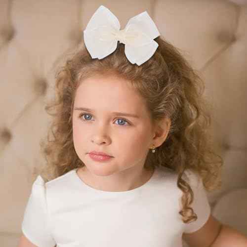 4.5-Inch Hair Bows Organza Alligator Clips Delicate Double Luster Sheer Mesh Hair Accessories for Girls, Toddler, Kids and Women Birthday Wedding Christmas Occasions- Set of 2