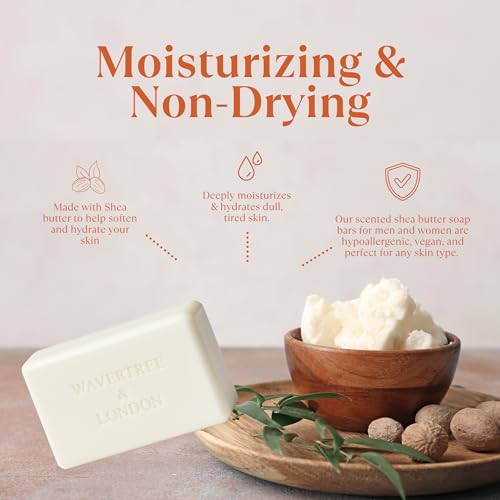 Wavertree & London Sicilian Orange Scented Natural Soap (8 Bars), 7oz Moisturizing French Triple Milled Soap Bars enriched with shea butter - Pure Plant Oil Bath & Body Soap for All Skin Types