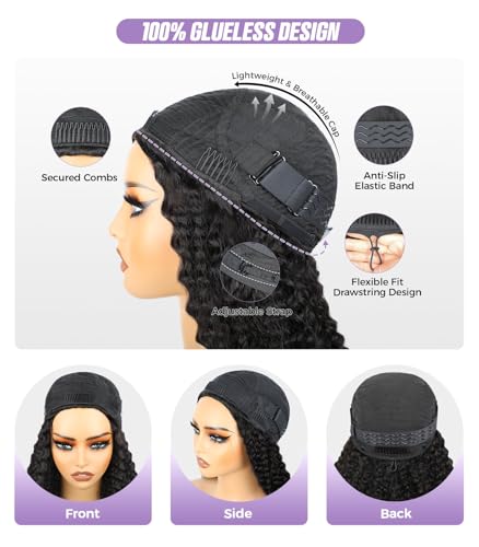 OQ Water Wave Half Wig 3-in-1 Human Hair 20 Inch - Natural Style & Easy Wear