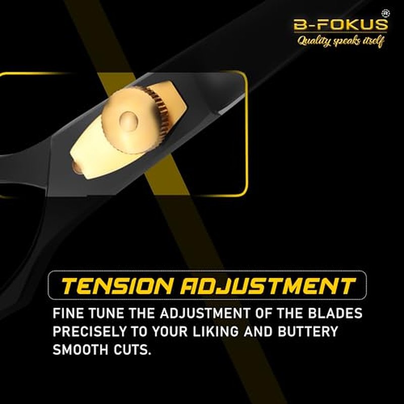 5.5¡± Hair Cutting Scissors for Hair, Mustache & Beard - Black Mustache and Beard Scissors for All Type Facial Hairs, Beard and Mustache Scissors with Pouch, Tweezers, Beard Comb and Mustache Comb.