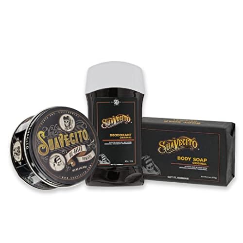 Suavecito Pomade Signature Scent Essentials Bundle: Hair Styling Pomade, Aluminum Free Deodorant, Moisturizing Body Soap