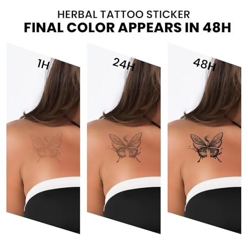 Semi Permanent Tattoos for Women, 2 Sheets Dainty Mini Tiny Fingers Temporary Tattoos, 2 Weeks Moon Star Leaf Floral Snake Lines Dots Fake Tattoos for Hand Neck, Waterproof & Non-Reflective