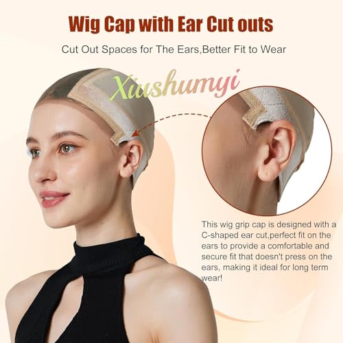 Lace Wig Cap with Grip Band - Adjustable Glueless Wig Cap