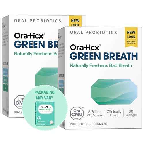OraTicx Oral Probiotics Green Breath, Freshen Bad Breath, Dental Probiotic Supplement for Oral Health, 8 Billion CFU, Mint Flavor 30 Lozenges 2-Pack