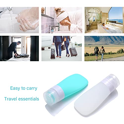 2-Pack Silicone Travel Bottles, 1.3oz Leak-Proof Containers with Bag