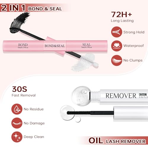Lash Extension Kit, Foxy Layered Style, Pre-mapped Faux Mink Individual Cluster Lashes, Lightweight & Barely-There Feel, Soft & Wispy, Waterproof Bond & Seal, Tweezers & Remover, Easy DIY