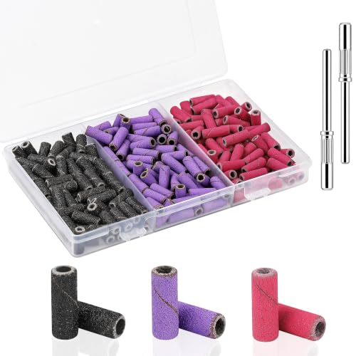 200 Pcs Nail Sanding Bands Set - 120/180/240 Grit with Mandrel Bits