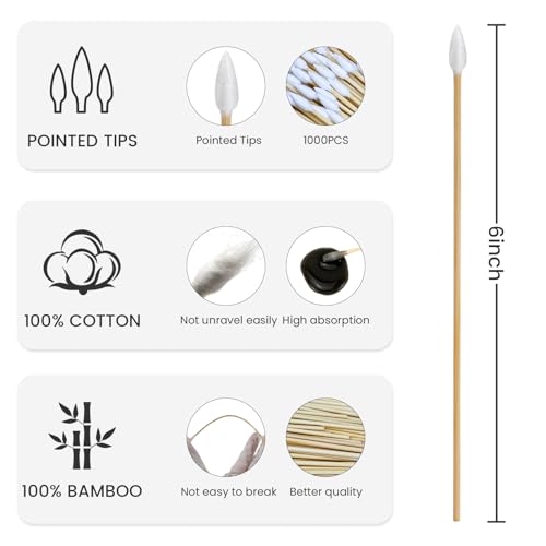 1000 PCS 6-Inch Cotton Gun Cleaning Swabs - Lint-Free