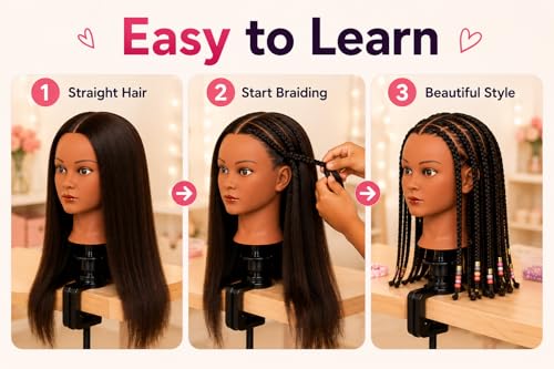 16 Inch Real Hair Mannequin Head with Clamp Stand