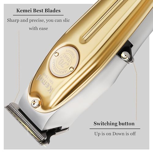 KEMEI Professional Cordless T-Blade Hair & Beard Trimmer - Model 1949 Gold