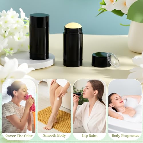 30 Pcs Empty Deodorant Containers Twist up Filling Stick Plastic Deodorant Container Refillable Bottles Bottomfill Round Lip Balm Tubes for Homemade DIY Lipstick Crayon(75 ml,Black)