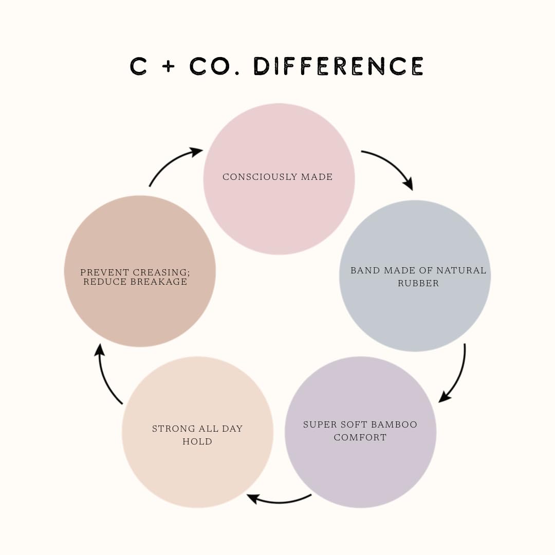 Coiffed + Co. Stacked Bamboo Viscose Scrunchies (Color: Black) 6 Count