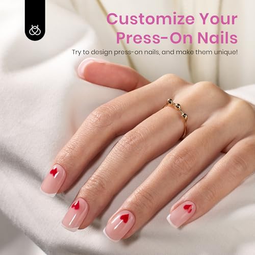 Beetles Short French Tip Press-On Nails 224 Pieces for Manicure