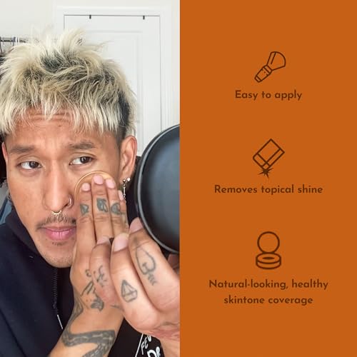 M?NAJI Anti-Shine Powder (HDPV) - Anti-Shine Face Make-Up for Men - Natural Looking Makeup - Mens Cosmetics - Medium