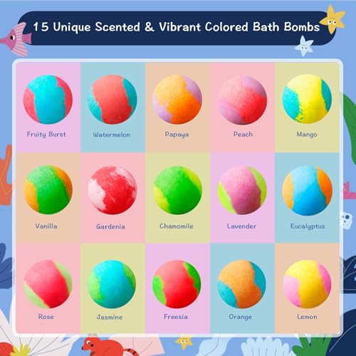 30 Pack Kids Bath Bombs with Animal Toys - Natural & Fun