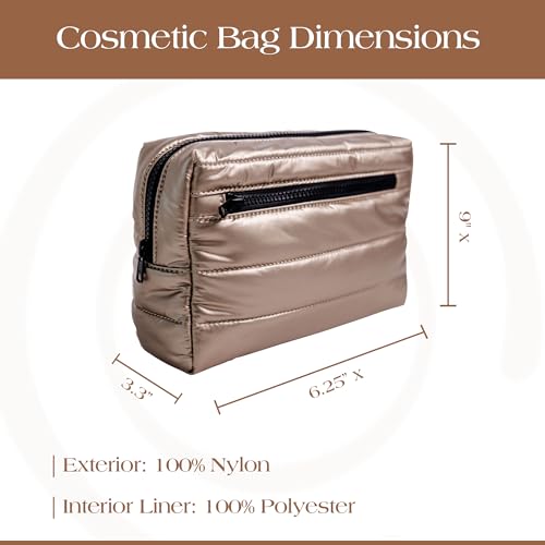 Citi Collective Premium Cosmetic Bag for Women| Makeup Travel Bag, Toiletry Bags for Women| Large Capacity Storage Waterproof Cosmetic Bag for Business, Vacation, or Weekend Traveling (Gold)