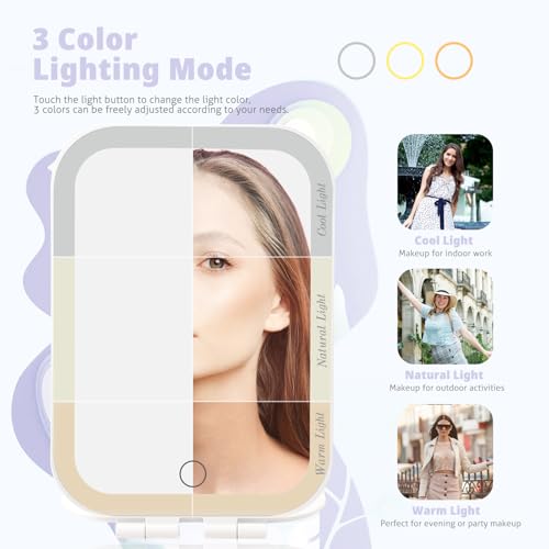 Portable Rechargeable Makeup Mirror with LED Lights
