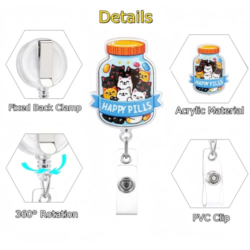 Funny Cat Bottle Nurse Badge Reel - Retractable Clip ID Holder for Medical & Education (Cat Bottle Variation)
