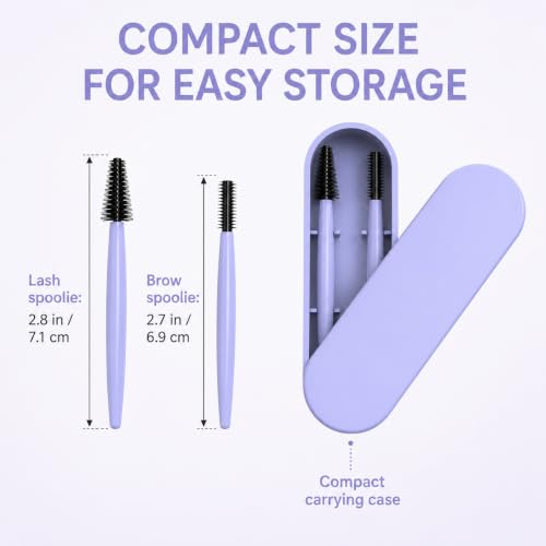 AQUP Reusable Grey Eyebrow & Eyelash Brush with Case - Makeup Spoolie Tool