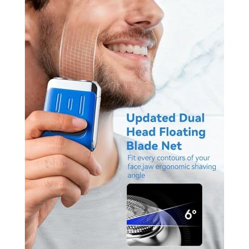 Mini Electric Shaver for Men: USB C Fast Charge Portable Electric Razor with LED Display - IPX8 Waterproof Wet and Dry Travel Small Shavers Dual Head Pocket Shaver for Beard Face
