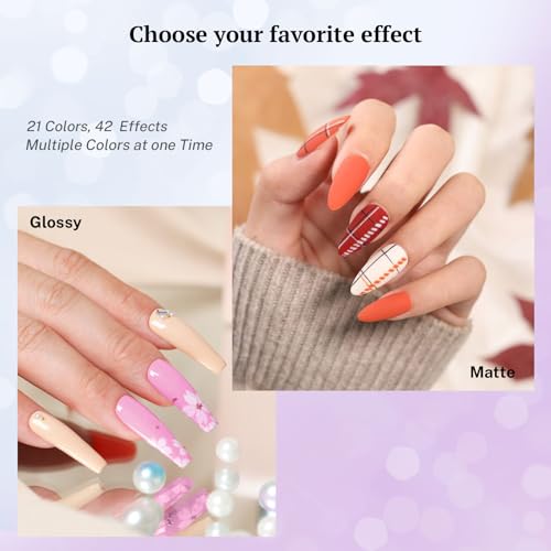 Phoenixy 24-Piece Gel Nail Polish Set with Base, Glossy & Matte Top Coat