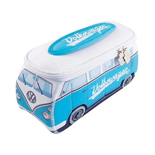 BRISA VW Collection - Volkswagen Neoprene Universal Makeup Cosmetics Toiletry Travel Pharmacy Bag in T1 Bus Design (Turquoise) (Small (9.1 x 4.3 x 3.1 inches))