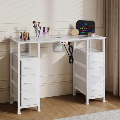Manicure Table with Electric Dust Collector & 6 Drawers