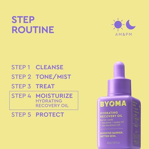 BYOMA Hydrating Recovery Oil - Luxury Face Oil with Squalane, Jojoba Oil & Seabuckthorn Oil - Instant Radiant and Glowy Skin - Barrier Repair Facial Oil - 1.01 fl. oz