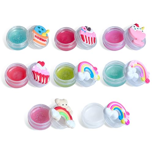 Mebtmel 8-Piece Glitter Lip Gloss Set for Kids – Cupcake Design