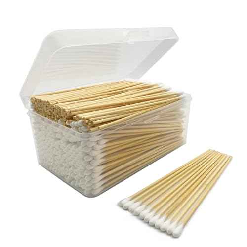 6 inch Long Cotton Swabs in Storage Box 500PCS,Bamboo Sticks & Highly Absorbent Tipped Applicators for Makeup, Gun Cleaning, Pet Care