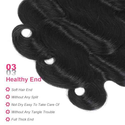 Body Wave Bundles Human Hair 18 20 20 Inch 100% Unprocessed Brazilian Virgin Human Hair 12A 3 Bundles Double Weft Weave Natural Color