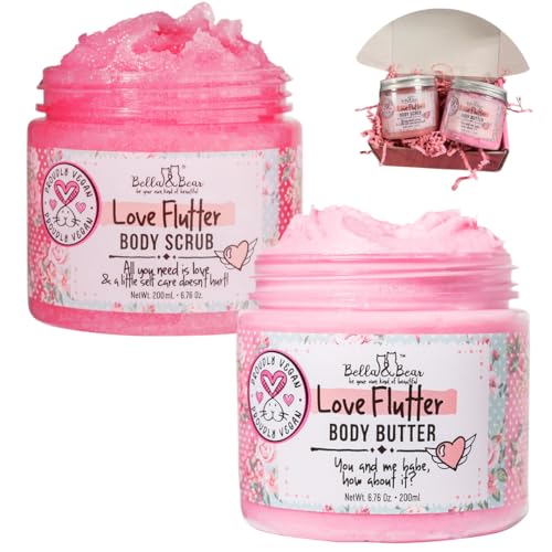 Bella and Bear Love Flutter Gift Set | Body Scrub | Body Butter | Gift for Her