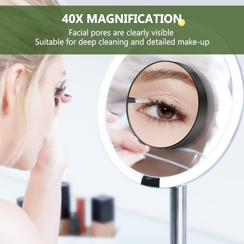 40X Magnifying Mirror with Suction Cup & Tweezers
