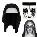 Halloween Nun Costume Accessories Set with Face Tattoo