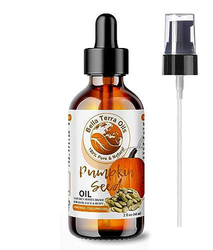 Bella Terra Oils - Organic Pumpkin Seed Oil 2oz - Pure Organic Pumpkin Essence, Boasting Linoleic Acid & Vitamin A, For Skin That Tells a Tale of Elegance