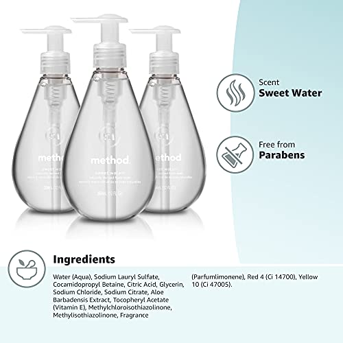 Method Gel Hand Soap, Sweet Water, 12 fl oz (Pack of 3)