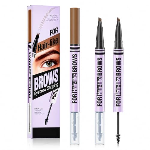 Eyebrow Pen and Brow Gel Duo - Waterproof Microblading Light Brown