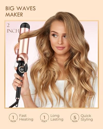 2 Inch Ceramic Curling Iron Wand with LCD Display