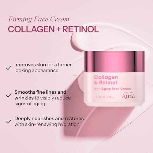 Collagen & Retinol Face Cream - Dermatologist Tested Korean Anti-Aging Moisturizer for Smoothing & Firming - Premium Formula for Wrinkle Care & Skin Rejuvenation - 1.67 fl oz