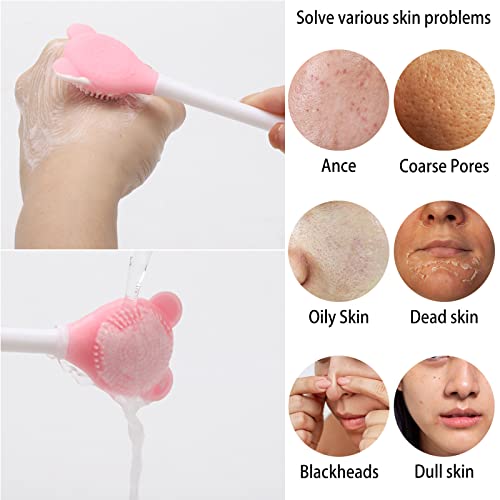 Tbestmax Manual Facial Brush Skin Cleansing Cleaner, Silicone Facial Scrubber, 2-in-1 Skin Care Face Wash for Deep Pore Exfoliation Massaging 10 Pcs
