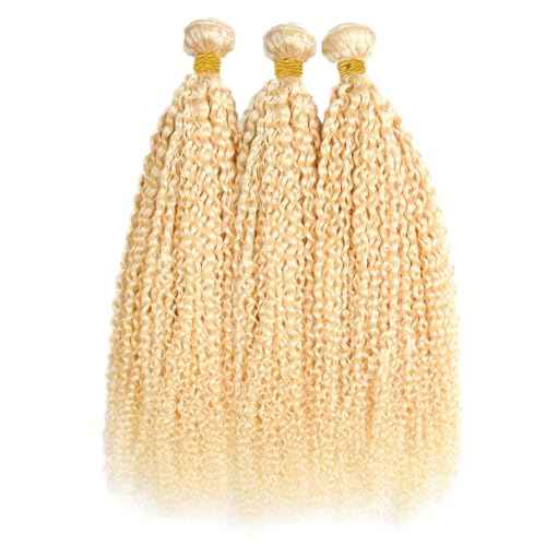 Blonde Curly Bundles 613 Honey Blonde Human Hair Bundles 14 16 18 Inch Brazilian Virgin Remy Hair Extensions 613 Kinky Curly Bundle Double Weft