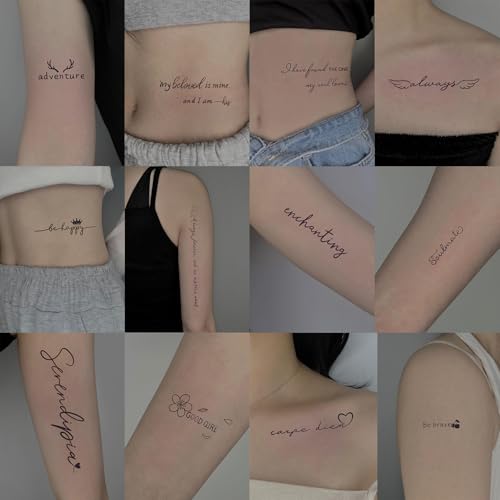 Inspirational Quotes Temporary Tattoos - 12 Sheets Waterproof
