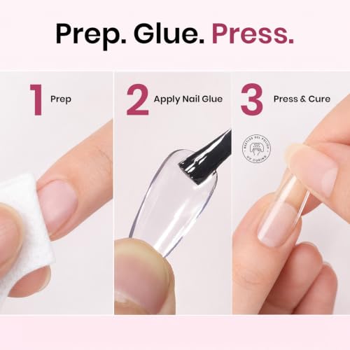 Beetles Soft Gel Nail Tips Coffin Short 12 Sizes 288Pcs, Etched-free